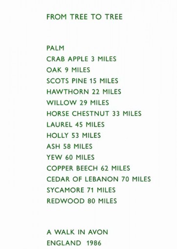 Richard LONG, From Tree To Tree, A Walk in Avon England, 1986 Green ink on paper, 156.8x106cm